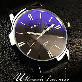 New YAZOLE Mens Watches Top Brand Luxury Blue Glass Watch Men Watch Waterproof Leather Roman Men's Watch Male Clock relojes saat