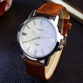 New YAZOLE Mens Watches Top Brand Luxury Blue Glass Watch Men Watch Waterproof Leather Roman Men's Watch Male Clock relojes saat