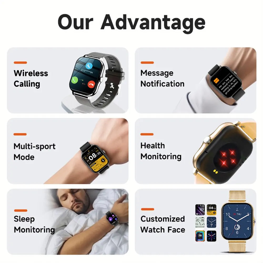 New SmartWatch 1.83" Big Color Screen Full Touch Custom Dial Smart Watch Bluetooth Call with App Support Smart Watch Women Men