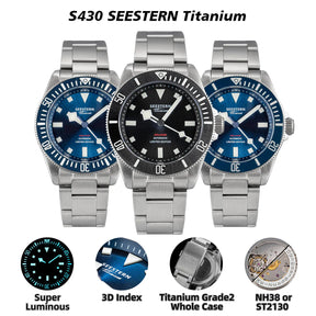 SEESTERN Titanium Diver Watch for Men Automatic Mechanical Wristwatch NH38 Movement Sapphire Glass 20ATM Waterproof Luminous New