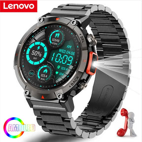 Lenovo Outdoor Sport Smart Watch Flashlight Bluetooth Call 1.45inch Screen Watches Fitness Tracker Health Monitor Men Smartwatch