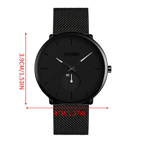 Beauty Youth Watch Men Wrist Watch Korean Trend Waterproof Stainless Steel Mesh Belt Watch Fashion Cool Black Men'S Quartz Watch