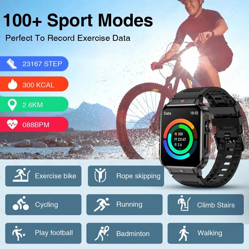 LIGE Smartwatch 1.95 Inch Screen Health Monitoring Watches IP68 Waterproof Sport Fitness Smart Watch For Men Women Reloj Hombre