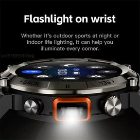 Lenovo Outdoor Sport Smart Watch Flashlight Bluetooth Call 1.45inch Screen Watches Fitness Tracker Health Monitor Men Smartwatch