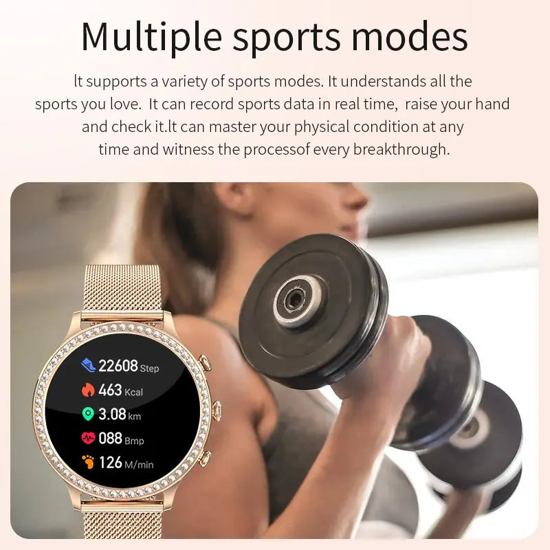 LIGE Fashion Smart Watch For Lady Bluetooth Call Blood Pressure DIY Custom Dial Sport Bracelet Waterproof Men Smartwatch Women