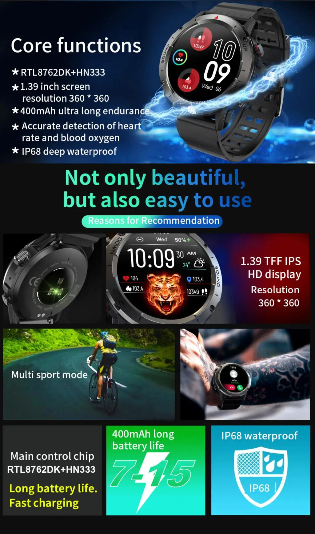 Lenovo 2023 New SmartWatch Men Bluetooth Call Sport Fitness Tracker Bracelet 24h Heart Rate monitor IP68Waterproof Custom Watch