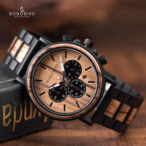 BOBO BIRD Wooden Men Watch Relogio Masculino Luminous Luxury Top Brand Chronograph Watches erkek kol saati Drop Shipping